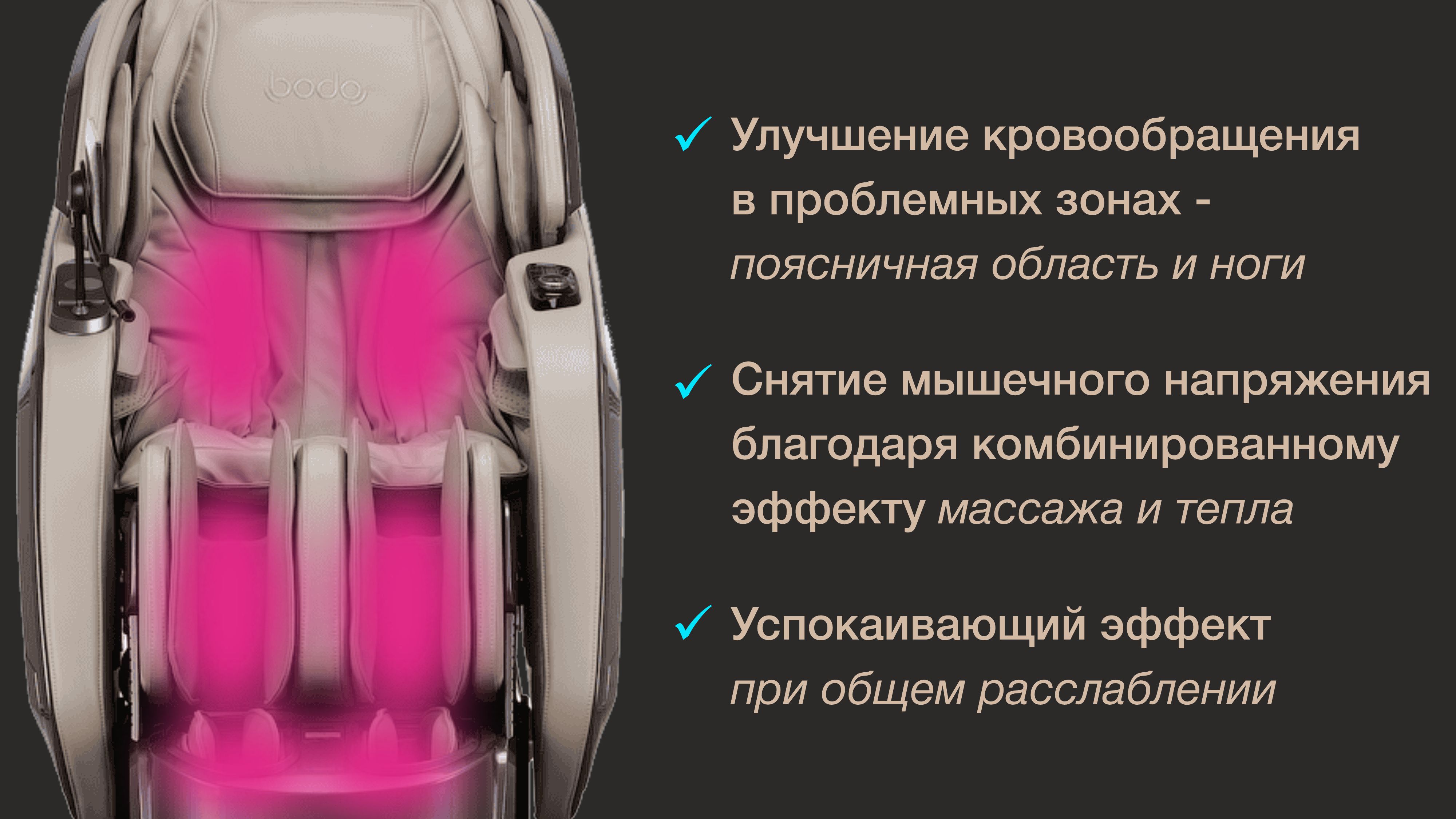 ИК-прогрев - Массажное кресло Bodo Serenity Gray