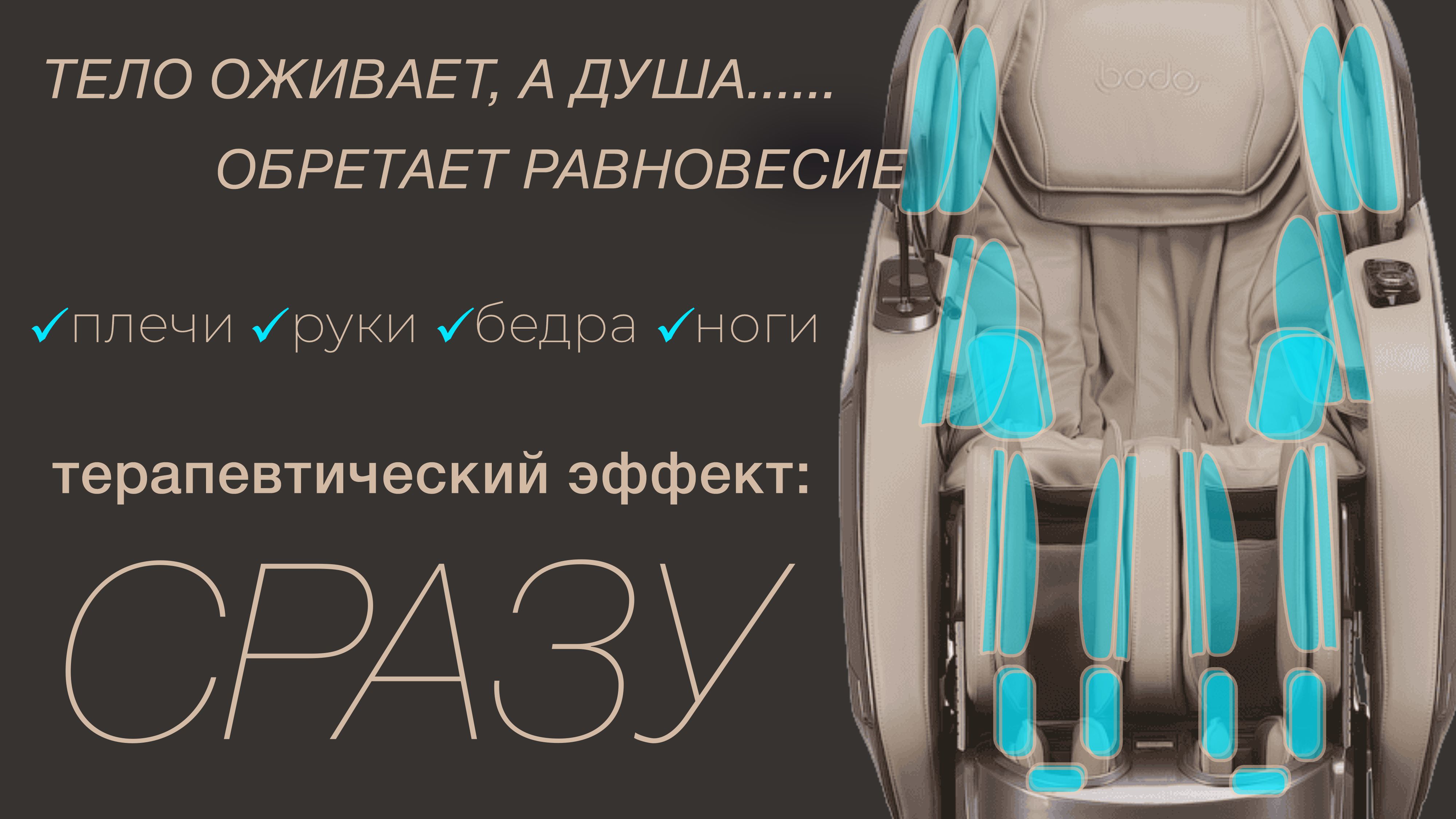 Воздушно-компрессионный массаж - Массажное кресло Bodo Serenity Gray